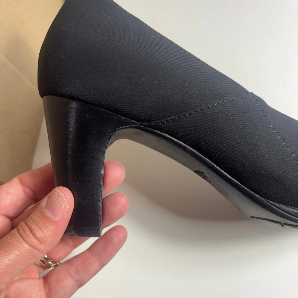 Abeo Viera AV52316 Black Textile Block Heel Pumps Womens 9N B.I.O.system Narrow